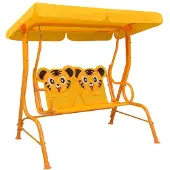vidaXL Kinderschommelbank 115x75x110 cm stof geel