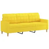vidaXL Driezitsbank 180 cm stof lichtgeel