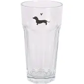 Clayre & Eef Drinkglas Teckel 320ml Ø8x15 Cm Glas Transparant transparant Glas