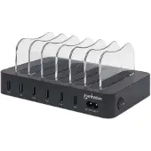 Manhattan 102254 USB-laadstation 50 W 6x USB-A Zwart, Transparant Binnen
