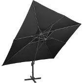 vidaXL Zwevende parasol met dubbele bovenkant zwart 400x300 cm