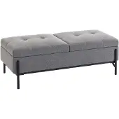 HOMCOM Opberghocker-Linnenstof (100 % Polyester), metaal-117L x 50B x 44H cm-Grijs
