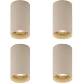 QAZQA Set van 4 moderne beige opbouwspots GU10 50mm rond - Tuba