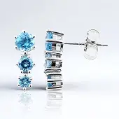 Cavill - Rondgeslepen Marambaia Topaas Oorbellen 1.98ct - 925 Sterling Zilver Gerhodineerd - Lichtgewicht Elegant - Braziliaans Blauw - Dames Sieraden