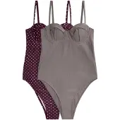 The Set Badpak roestbruin / grijs / wit