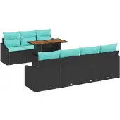 vidaXL Tuinbank Set 8 st 7-Aantal zitplaatsen Zwart en Teal