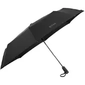 HUGO BOSS Paraplu Double B Pocket Umbrella Black & Gun Zwart