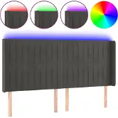 vidaXL Hoofdbord LED 183x16x118/128 cm fluweel donkergrijs