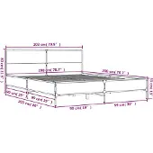 vidaXL Bedframe bewerkt hout metaal grijs sonoma eiken 200x200 cm