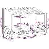 vidaXL Kinderbed met bedhuis 90x200 cm massief grenenhout wasbruin