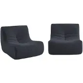 Sweeek Fauteuils alpaca effect stof Sokol 1 zitplaats (set van 2) Nachtblauw