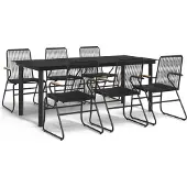 vidaXL 7-delige Tuinset PVC-rattan zwart