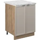 Vicco Keukenonderkast Fame-Line GrijsBeige 60 cm , WB Marmer, Model 50306