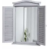 Mendler Wandspiegel Badkamerspiegel Badkamerspiegel venster met luiken, 71x46x5cm ~ shabby grijs