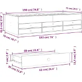 vidaXL Slaapbank met lades zonder matras 75x190 cm bruin eikenkleurig