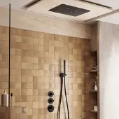 Saniclear Uni plafond inbouw regendouche 48x33cm mat zwart met staafhanddouche