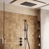 Saniclear Uni plafond inbouw regendouche 48x33cm mat zwart met glijstang en staafhanddouche