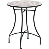 MODFU Luxe Mozaïek Bistrotafel voor Buiten (Ø 60 cm) - Ronde Balkontafel met Keramiek - Mediterrane Tuintafel - Oranje / Terracotta