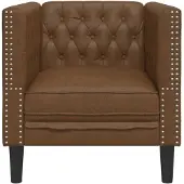 vidaXL Fauteuil Chesterfield-stijl kunstsuède bruin