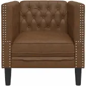 vidaXL Fauteuil Chesterfield-stijl kunstsuède bruin