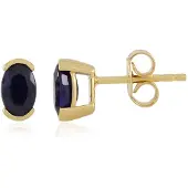 Cavill - Ovaal geslepen Madagaskar blauwe saffier oorbellen - 925 Sterling Zilver Verguld - Luxe en Elegante Sieraden voor Dames - 1,08 ct