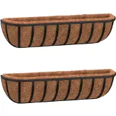 vidaXL Wandbakken 2 st met kokosvezel 76x21x16 cm staal zwart