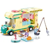 Sluban Camper / Motorhome bouwspeelgoed kinderen vanaf 6 jaar – Constructiespeelgoed modelbouw caravan met accessoires – bouwdoos met 314 bouwstenen en 2 minifiguren – M38-B0960