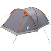 vidaXL Huisje Tent Grijs en Oranje 6-persoons Polyester en Staal