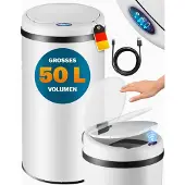 Monzana Sensor afvalbak Wit roestvrij staal 50 liter