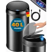 Monzana Sensor afvalbak Zwart roestvrij staal 40 liter