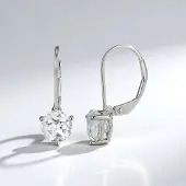Cavill - Zilveren oorbellen 925 sterling met witte topaas 6 mm rond geslepen - Druppelvorm - Luxe oorknopjes voor dames