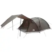 vidaXL Huisje Tent met dak Bruin grijs 8-persoons Polyester en Staal