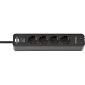 Brennenstuhl 1153240106 Ecolor USB-C 4-fach Steckdosenleiste mit Schalter 1,5 m schwarz mit USB-Buchse