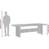 vidaXL Tuintafel met acaciahouten blad 240x90x75 cm poly rattan grijs