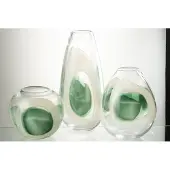 J-Line vaas Livy - glas - groen/wit/transparant - large - 37 cm hoog