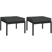 vidaXL Tuinvoetenbanken met grijze kussens 2 st 60x60x35 cm staal