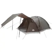 vidaXL Huisje Tent met dak Bruin grijs 6-persoons Polyester en Staal
