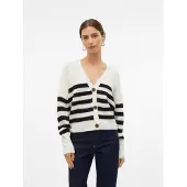 Vero Moda Gebreid vest 'VMLEA' zwart / wit