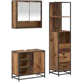 vidaXL Badkamermeubel Set 3 st Oud Hout 35 x 37,5 x 166 cm
