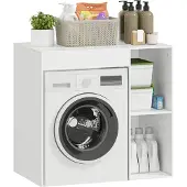 HOMCOM wasmachinekast opbouwmeubel met lade - Wasmachineombouw - Badkamerkast - Opbergkast - Wit