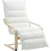 HOMCOM -Lounge-Sessel-Polyester, Birkenlaminat-93-114L x 67B x 105H cm-Weiß