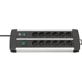 Brennenstuhl Premium-ALU-Line DUO 2x6voudig zwart *EN* 3m H05VV-F3G1, met 2 schakelaars