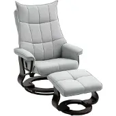 HOMCOM Relaxfauteuil met voetenbank Polyester 81L x 87B x 113H cm Grijs