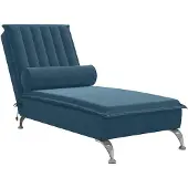 vidaXL Massage chaise longue met bolster fluweel blauw