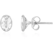 Cavill - Zilveren Oorbellen - 925 Sterling Zilver Geplatineerd - Witte Topaas 1,8ct Ovaal Slijpsel - Elegante Braziliaanse Topaas Oorstekers