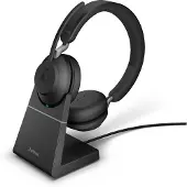 Jabra Evolve2 65 UC Stereo + Stand - Bluetooth Headset - op oor- draadloos - USB-C - noise isolating - Zwart