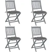 vidaXL Tuinstoelen 4 st inklapbaar met kussens massief acaciahout