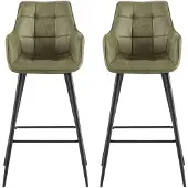 Benoa Barstoel Lucille Arm - Army Groen - set van 2