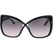 Tom Ford vlinder dames glanzende zwarte rookgradiënt ft0943 jasmin zonnebril