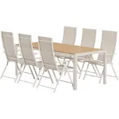 Svea - Reginald rechthoekige tuintafel - beige + 6x Crystal tuinstoelen - beige